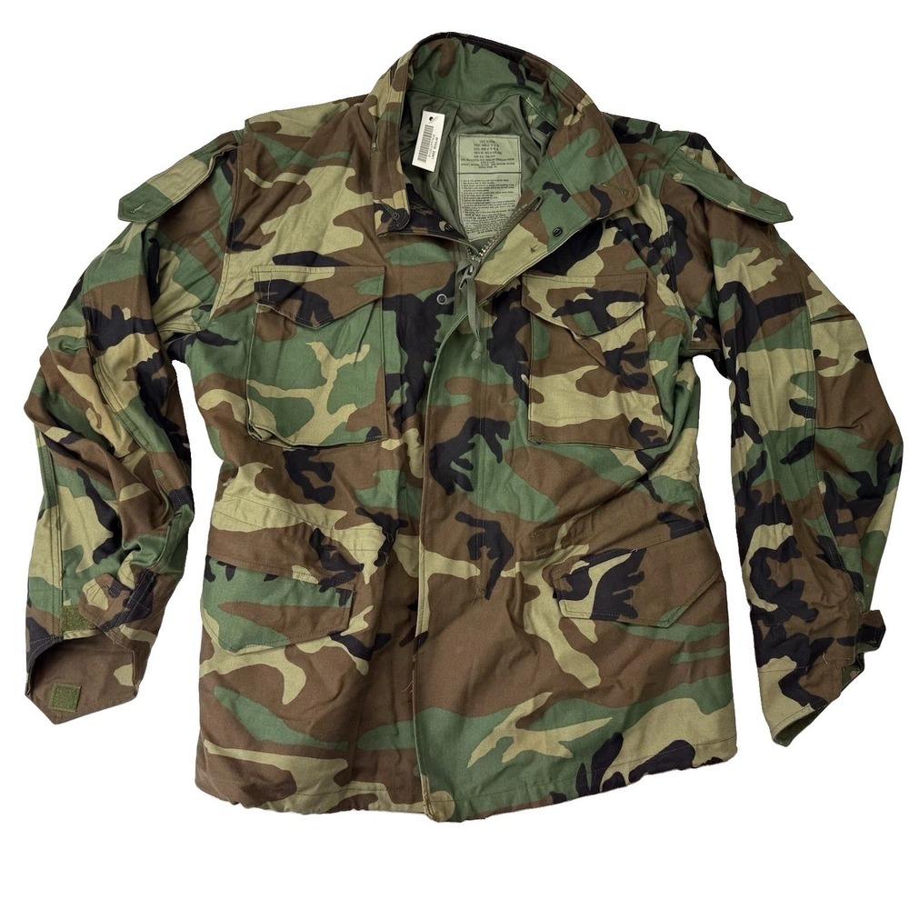 NWT Vintage US Army M65 Field Jacket Woodland Camo Large Regular Coat Hood